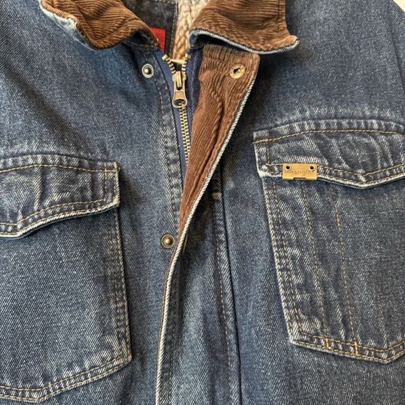 VTG Wrangler Chore Coat Mens Small Denim Sherpa Lined Barn Jacket Pockets Heavy - Picture 6 of 16